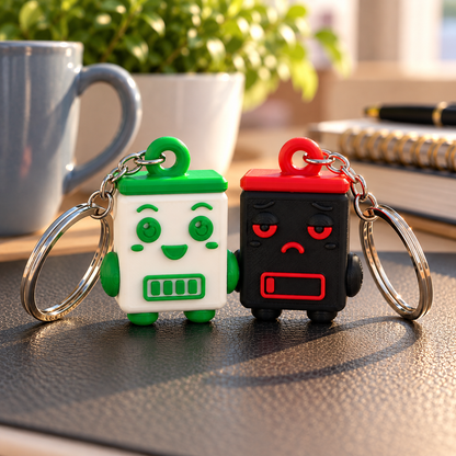 Energie-Buddy – Schlüsselanhänger im Akku-Design, 2er-Set