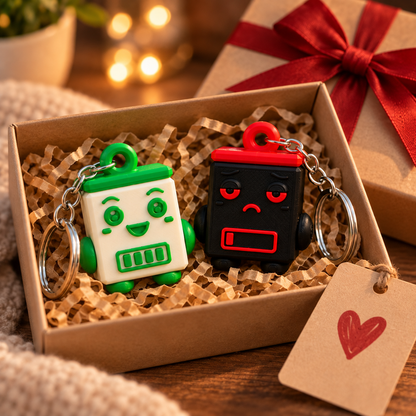 Energie-Buddy – Schlüsselanhänger im Akku-Design, 2er-Set
